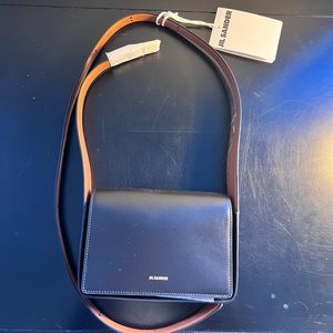 Jil Sander Logo Detailed Foldover Shoulder Bag